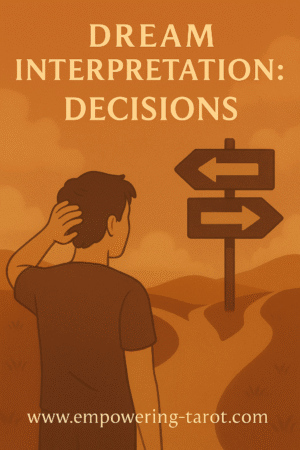 a person standing at a crossroads, with arrows on signs, pointing in two different directions, with two different paths, and the person doesn't know which one to take. exploring the spiritual meaning of dreams where you have to make a decision.