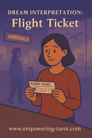 an illustration of a woman at an airport holding her flight ticket. what does it mean to dream about a flight ticket? spiritual dream interpretation guide.