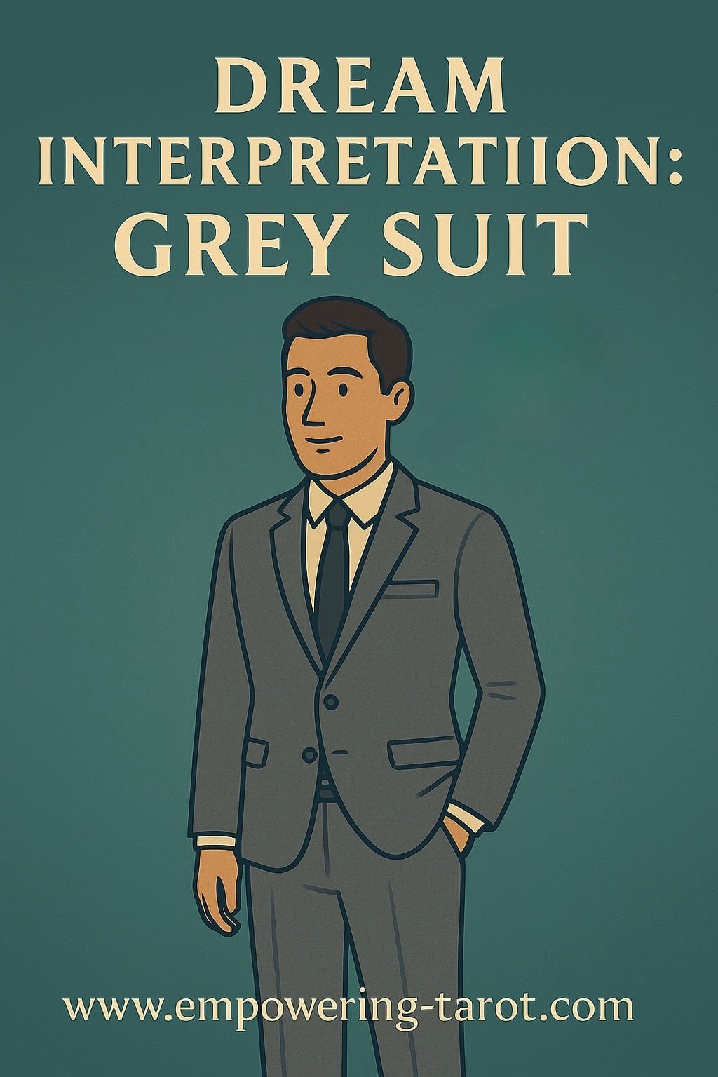 an illustration of a business man in a grey suit. what does it mean to dream of a grey suit or wearing a grey suit? spiritual dream interpretation guide.