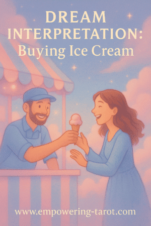 an illustration of a happy woman buying an ice cream cone. what does it mean to dream about ice cream? an article on dream interpretation.