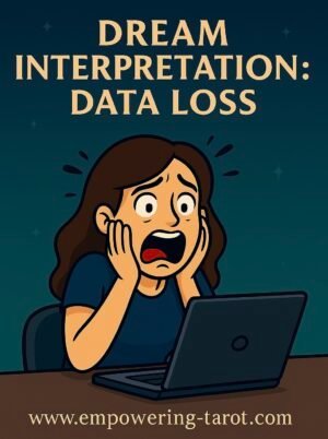 an illustration of a shocked woman looking at her computer. what does it mean to dream of data loss? illustrating an article on the spiritual meaning of dreaming of data loss.