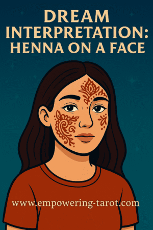 an illustration of a face with a henna tattoo on it. what does it mean to dream of henna in the face? spiritual dream interpretation.