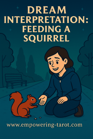 a person feeding a squirrel in an alley. what does it mean to dream of feeding a sqirrel? an article on the spiritual meaning of dreams of feeding a squirrel.