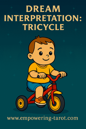 an illustration of a baby on a tricycle. what does it mean to dream of a tricycle? illustrating an article on the spiritual meaning of the dream symbol tricycle.