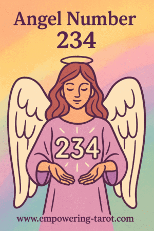 an image of an angel holding a floating 234. what does angel number 234 mean? article about the spiritual meaning of angel number 234.
