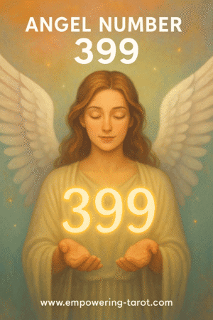 an image of an angel holding a floating 399. what does angel number 399 mean? article about the spiritual meaning of angel number 399.