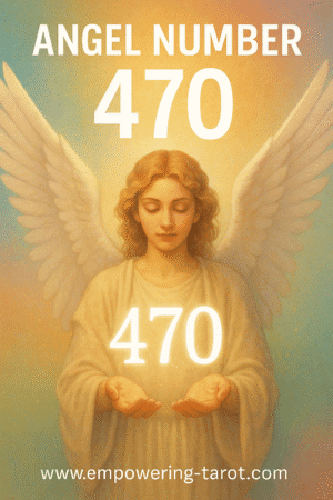 an image of an angel holding a floating 470. what does angel number 470 mean? article about the spiritual meaning of angel number 470.