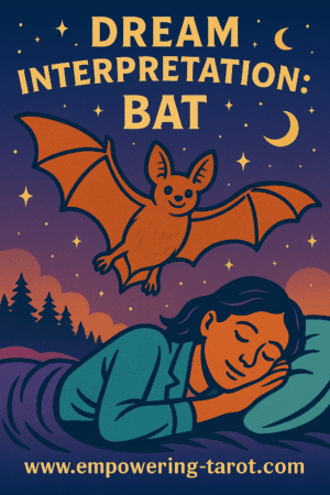an illustration of a sleeping person, dreaming of a bat. what does it mean to dream of a bat? an article on the spiritual meaning of dreams of bats.