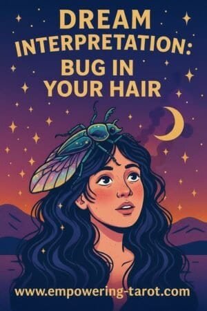an illustration of a person with a bug in their hair. what does it mean to dream of a beetle or bug in your hair? an article on the spiritual meaning of having bugs in the hair in a dream.