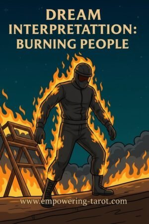 an illustration of a burning stunt person. what does it mean to dream of a burning person? what does it mean to see a person burn in a dream? an article on the spiritual meaning of burning people in a dream.