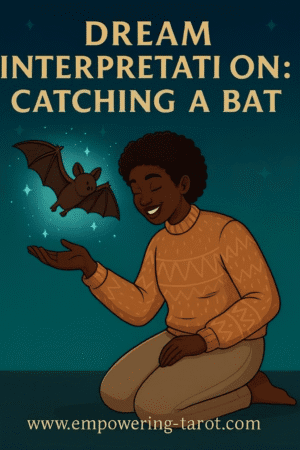 an illustration of a person catching a bat. what does it mean to catch a bat in a dream? an article on the spiritual meaning of dreaming to catch a bat.