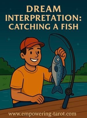 an illustration of a person holding a fish. what does it mean to dream of catching a fish? an article on the spiritual meaning of catching a fish in a dream.