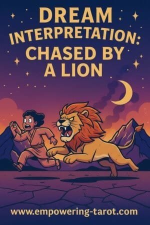 an illustration of a person running from a lion. what does it mean to dream of being chased by a lion? an article on the spiritual meaning of being chased by a lion in dreams.