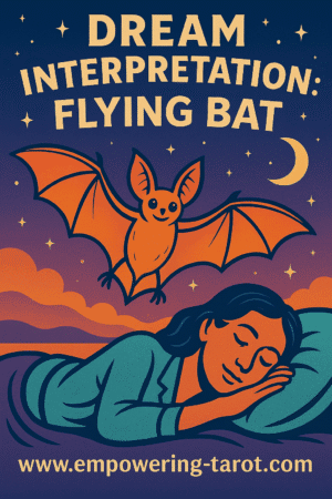 an illustration of a sleeping person, dreaming of a flying bat. what does it mean to see a flying bat in a dream? an article on the spiritual meaning of seeing a flying bat in a dream.