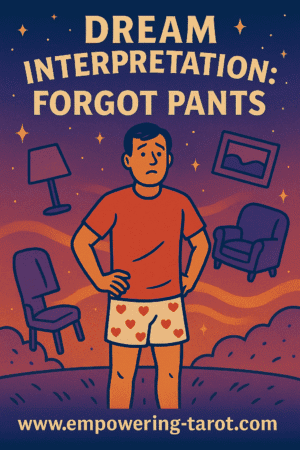an illustration of a person who doesn't wear pants. what does it mean to dream that you forgot your pants? what does it mean if you're not wearing pants in a dream? an article on the spiritual meaning of not wearing pants or forgot pants in a dream.