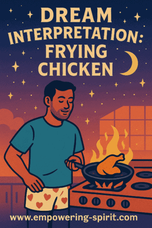 an illustration of a person frying chicken. what does it mean to dream of frying chicken? an article on the spiritual meaning of frying chicken in a dream.