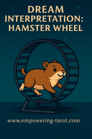 an illustration of a hamster running in a hamster wheel. what does it mean to dream of a hamster wheel? an article on the spiritual interpretation of dreams about a hamster wheel.