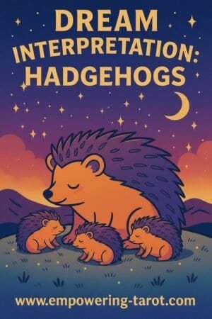 an illustration of a hedgehog family, mommy with kids. what does it mean to dream of hedgehogs? an article on the spiritual meaning of seeing hedgehogs in dreams.