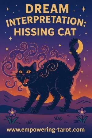an illustration of a black, evil, hissing, cat. what does it mean to dream of a hissing cat? an article on the spiritual meaning of hissing cats in dreams.