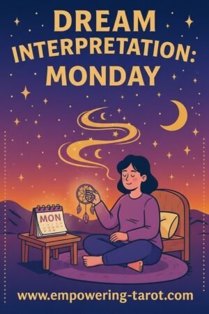 an illustration of a woman meditating in front of a table calendar, which shows it's monday. what does it mean to dream of a monday? an article on the spiritual meaning of mondays in dreams.
