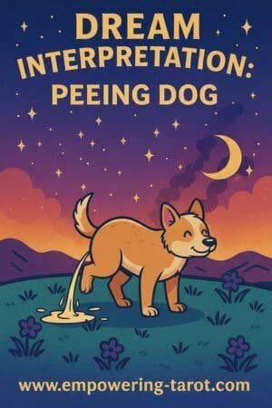 an illustration of a peeing dog. what does it mean to dream of a dog pee? an article on the spiritual meaning of urinating dogs in dreams.