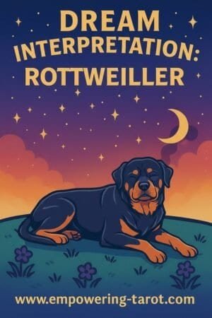 an illustration of a rottweiler. what does it mean to see a rottweiler in a dream? an article on the spiritual meaning of rottweilers in dreams.