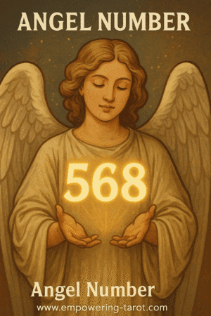 an image of an angel holding a floating 568. what does angel number 568 mean? article about the spiritual meaning of angel number 568.