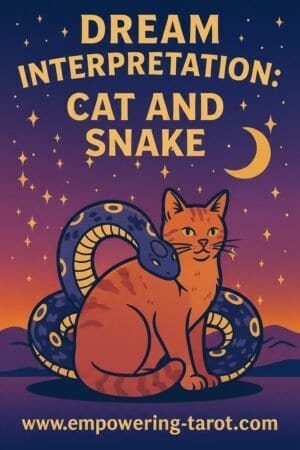 an illustration of a cat and a snake. what does it mean to see both a cat and a snake in a dream? an article on the spiritual meaning of cats and serpents in dreams.