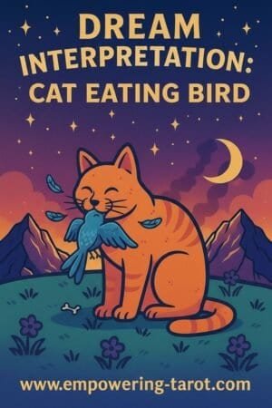 an illustration of a cat eating a bird. what does it mean if you dream of a cat eating a bird? an article on the spiritual meaning of cats eating birds in dreams.