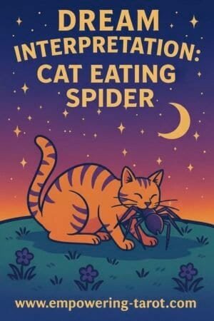 an illustration of a cat eating a spider. what does it mean to dream of a cat eating a spider? an article on the spiritual meaning of cats eating spiders in dreams.