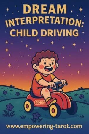 an illustration of a child on a bobby car. what does it mean to dream of a child driving a car? an article on the spiritual meaning of dreams in which a child drives a car.