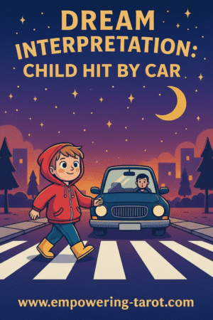 an illustration of a child crossing a zebra crossing and a car driving towards the child. what does it mean to dream of a child being hit by a car? an article on the spiritual meaning of children getting hit by cars in dreams.