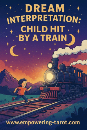 an illustration of a child running across a railroad track and getting hit by a train. what does it mean to dream of a child getting hit by a train? an article about the spiritual meaning of children getting hit by trains in dreams.
