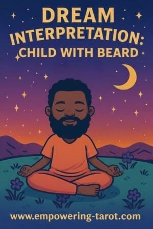 an illustration of a meditating toddler with a beard. what does it mean to dream of a child with a beard? what does it mean to dream of a child with a mustache? an article on the spiritual meaning of children with beards or mustaches in dreams.