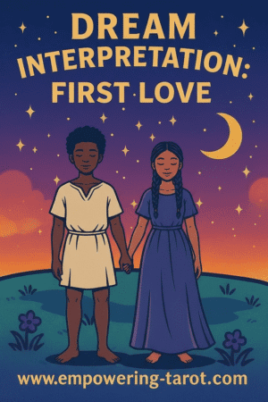 an illustration of teenagers holding hands. what does it mean to dream of your first love? an article on the spiritual meaning of seeing your first love in a dream.