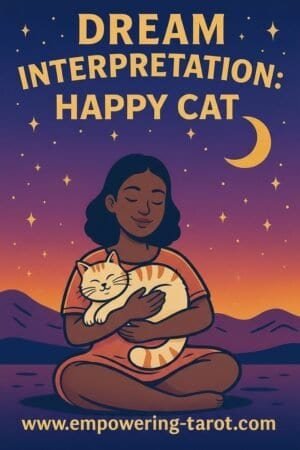 an illustration of a person holding a happy cat. what does it mean to see a happy cat in a dream? an article on the spiritual meaning of happy cats in dreams.