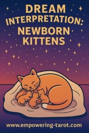 an illustration of a cat with her newborn kittens. what does it mean to dream of a cat with newborn kittens? an article on the spiritual meaning of newborn kitten in dreams.