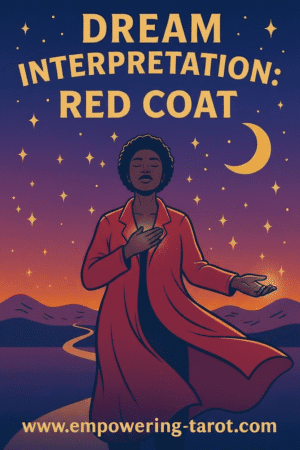 an illustration of a person wearing a red coat. what does it mean to dream of a red coat? an article on the spiritual meaning of red coats in dreams.