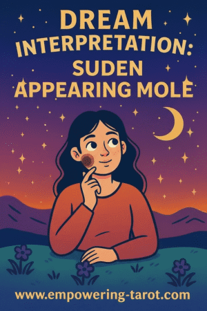 an illustration of a woman with a huge mole in her face. what does it mean to dream of suddenly having a mole which you don't have in real life? an article on the spiritual meaning of sudden appearing moles in dreams.