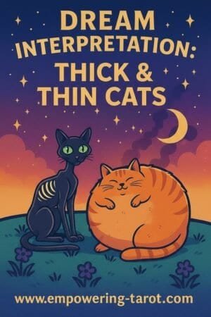 an illustration of a very slim cat and a very fat cat. what does it mean to dream of a thin cat? what does it mean to dream of a fat cat? an article on the spiritual meaning of thin and thick cats in dreams.