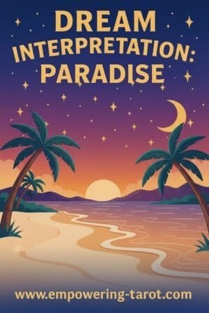 an illustration of a beach and palms at sunset. what does it mean to dream of paradise? an article on the spiritual meaning of paradise in dreams