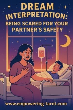 Woman worried in hospital bed about partner’s safety, nighttime scene with moon, symbolizing relationship fears.