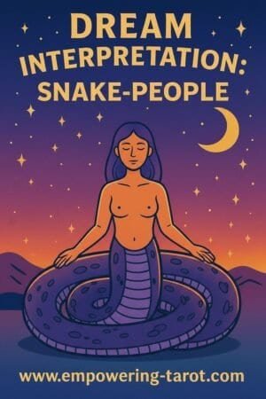 an illustration of a person with half-human half-snake body. what does it mean to dream of a human-snake-hybrid? what does it mean to dream of snake-people? what does it mean to dream of a human-serpent-hybrid? an article on the spiritual meaning of snake-people in dreams