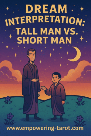 an illustration of a short man and a tall man. what does it mean to see a tall man in your dream? what does it mean to see a short man in your dream? an article on the spiritual meaning of short men and tall men in dreams