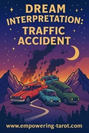 an illustration of a traffic accident, with three crashed cars. what does it mean to dream of a traffic accident? an article on the spiritual meaning of a traffic accident in a dream