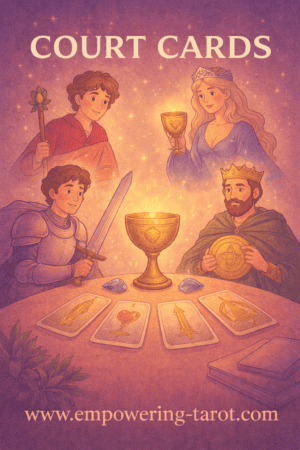 Detailed image of tarot court cards with mystical themes and spiritual guidance. An Article on the Court Cards.
