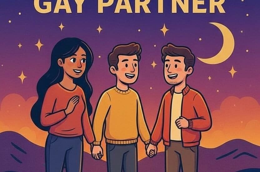 an illustration of a man, another man and a woman holding hands. what does it mean to dream of a gay partner? what does it mean to dream that your partner is suddenly gay? an article on the spiritual meaning of dreams in which the girlfriend or boyfriend, or husband or wife, turns out to be suddenly gay.